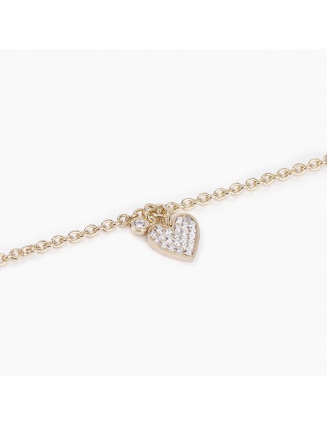 Mabina gioielli | One Love | Bracciale in argento 925‰ dorato con cuore in pavè di zirconi bianchi | 533450