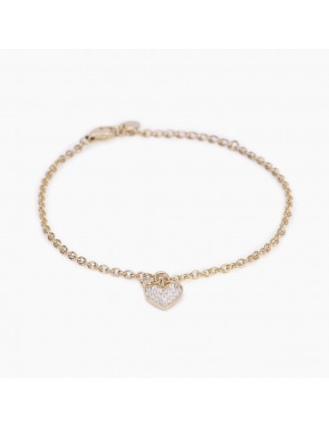 Mabina gioielli | One Love | Bracciale in argento 925‰ dorato con cuore in pavè di zirconi bianchi | 533450