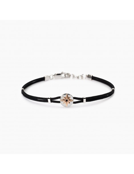 Mabina gioielli | Cruise | Bracciale con cordino nylon ed elemento in argento 925‰ con rosa dei venti | 533848