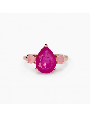 Mabina gioielli | Santorini | Anello in argento 925‰ rosato con fusion stone rosa | 523421