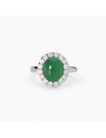 Mabina gioielli | Ginevra | Anello in argento 925‰ con agata verde e zirconi bianchi | 523415