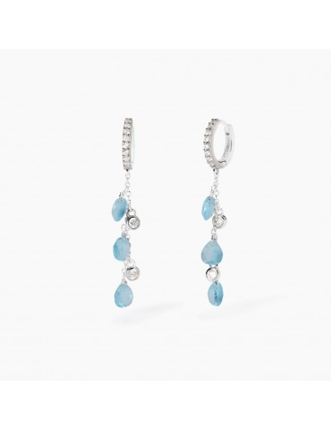 Mabina gioielli | Beauty Code | Orecchini in argento 925‰ con glass azzurro e zirconi bianchi| 563782