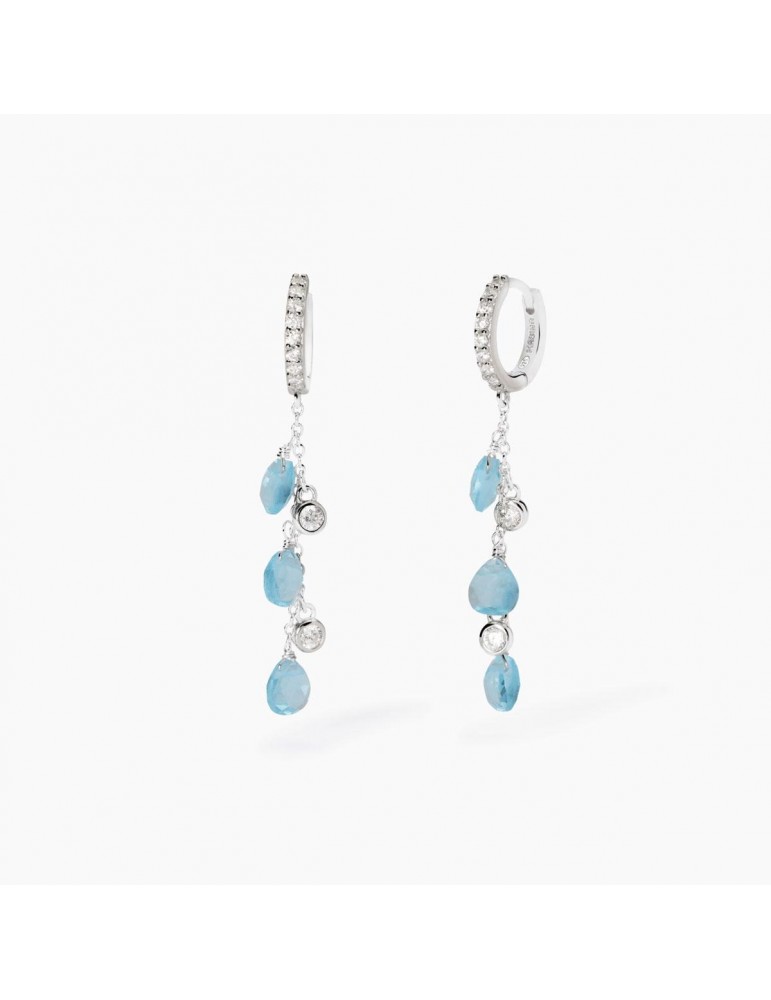 Mabina gioielli | Beauty Code | Orecchini in argento 925‰ con glass azzurro e zirconi bianchi| 563782