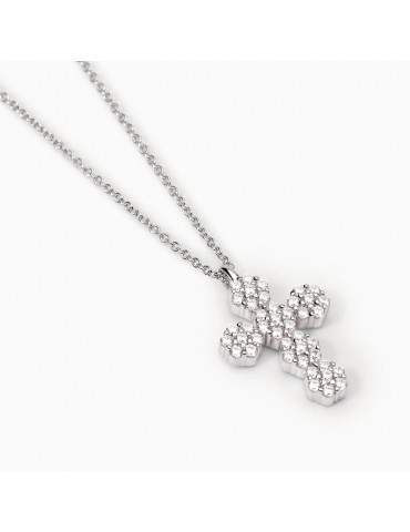 Mabina gioielli | Fior Fiore | Collana in argento 925‰ con croce in zirconi bianchi | 553699