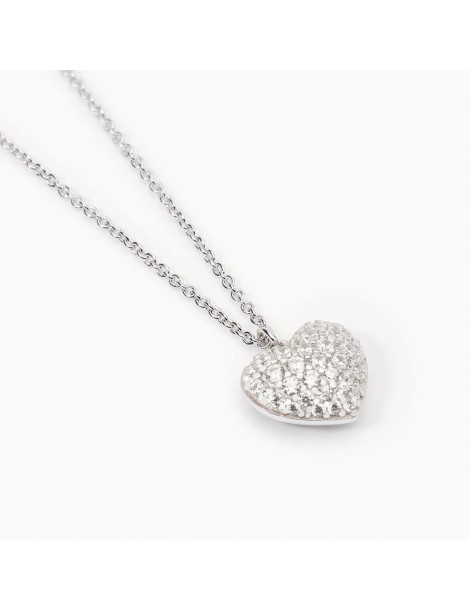 Mabina gioielli | Gesto D'amore | Collana in argento 925‰ con cuore in pavè di zirconi bianchi | 553709