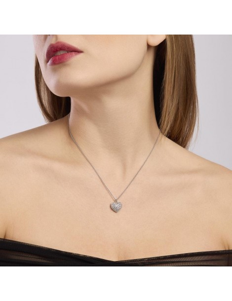 Mabina gioielli | Gesto D'amore | Collana in argento 925‰ con cuore in pavè di zirconi bianchi | 553709