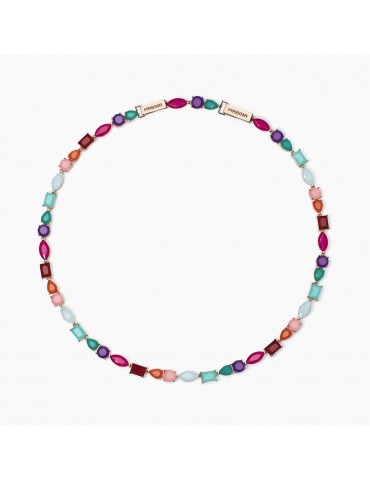 Mabina gioielli | Santorini | Collana in argento 925‰ rosato con fusion stone e cristallo di rocca | 553718