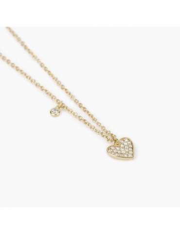 Mabina gioielli | One Love | Collana in argento 925‰ dorato con cuore in pavè di zirconi bianchi | 553397