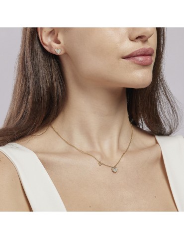 Mabina gioielli | One Love | Collana in argento 925‰ dorato con cuore in pavè di zirconi bianchi | 553397