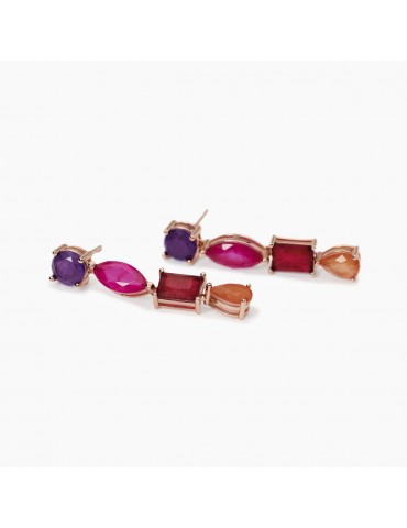 Mabina gioielli | Santorini | Orecchini in argento 925‰ rosato con fusion stone e cristallo di rocca | 563794