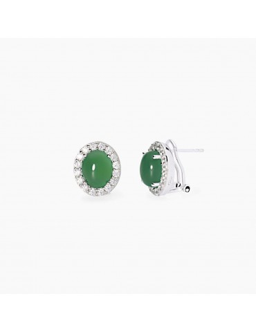 Mabina gioielli | Ginevra | Orecchini in argento 925‰ con agata verde e zirconi bianchi | 563777