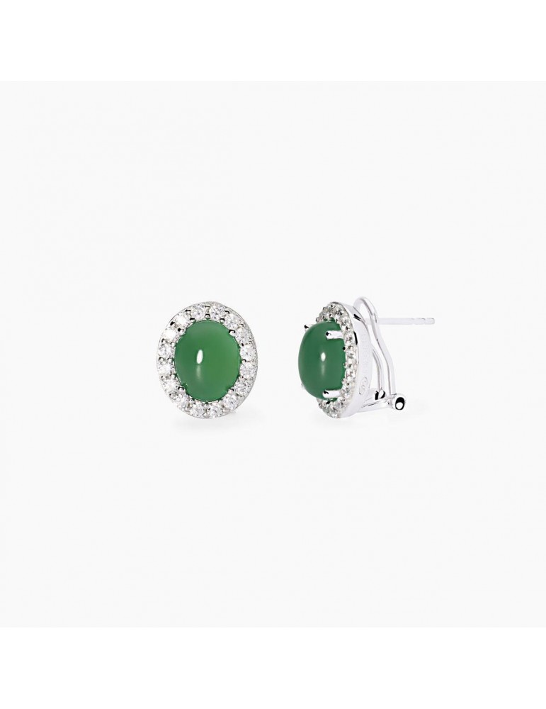 Mabina gioielli | Ginevra | Orecchini in argento 925‰ con agata verde e zirconi bianchi | 563777