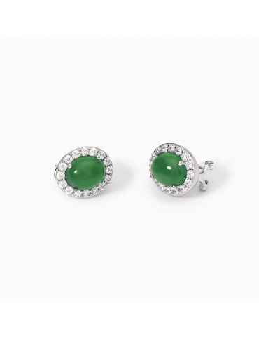 Mabina gioielli | Ginevra | Orecchini in argento 925‰ con agata verde e zirconi bianchi | 563777