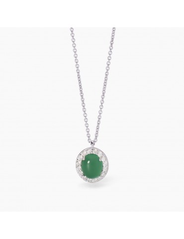 Mabina gioielli | Ginevra | Collana in argento 925‰ con agata verde e zirconi bianchi | 553700