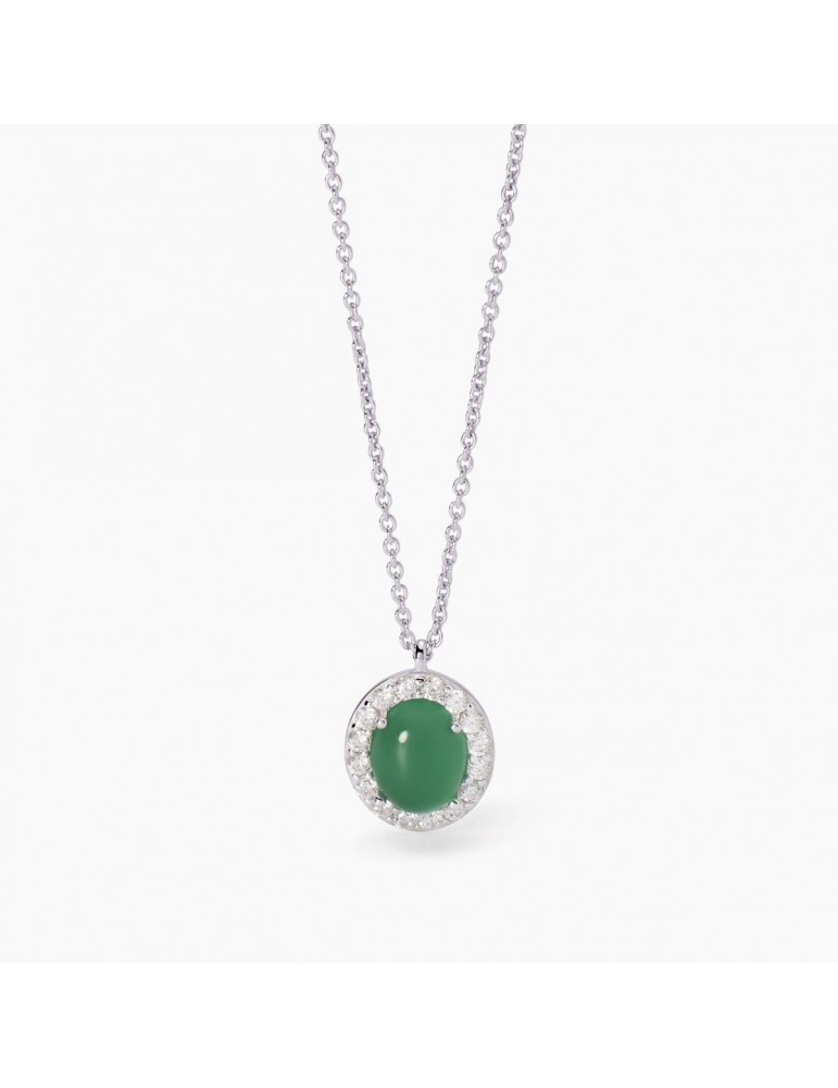 Mabina gioielli | Ginevra | Collana in argento 925‰ con agata verde e zirconi bianchi | 553700