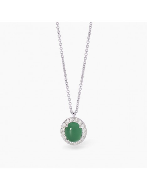 Mabina gioielli | Ginevra | Collana in argento 925‰ con agata verde e zirconi bianchi | 553700