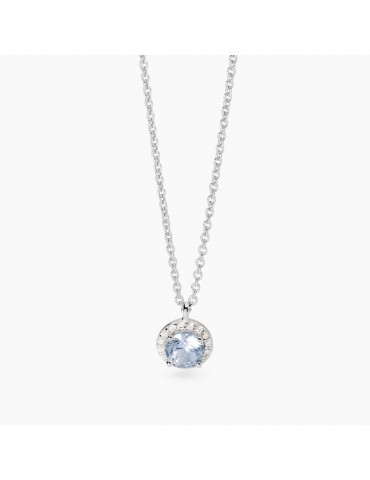 Mabina gioielli | Revival | Collana in argento 925‰ con acquamarina sintetica e zirconi bianchi | 553714