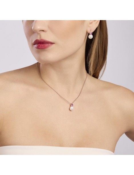 Mabina gioielli | Invito A Nozze | Collana in argento 925‰ rosato con tormalina sintetica e perla coltivata | 553696