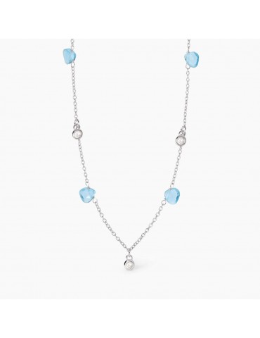 Mabina gioielli | Beauty Code | Collana in argento 925‰ con glass azzurro e zirconi bianchi | 553710