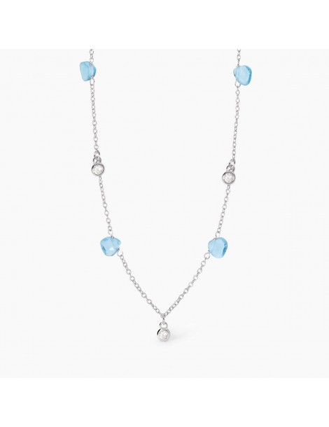 Mabina gioielli | Beauty Code | Collana in argento 925‰ con glass azzurro e zirconi bianchi | 553710