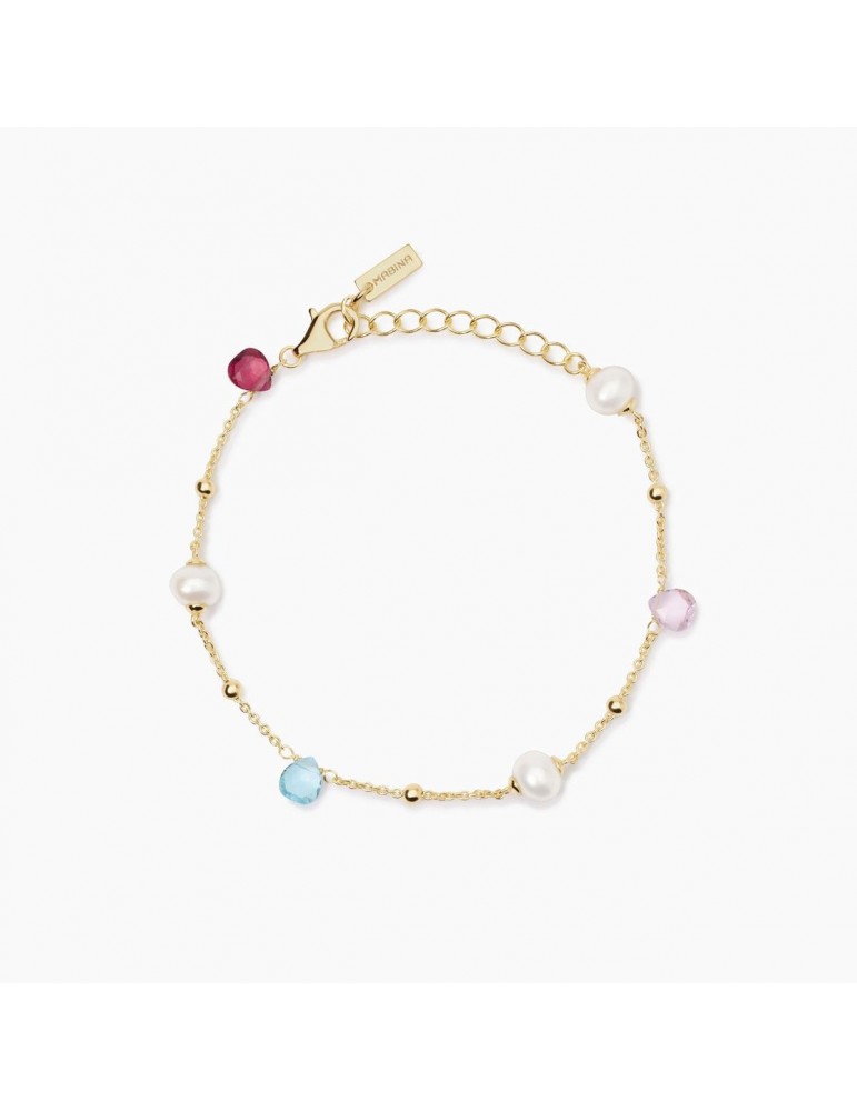 Mabina gioielli | Beauty Code | Bracciale in argento 925‰ dorato con elementi in glass multicolor e perle coltivate | 533897