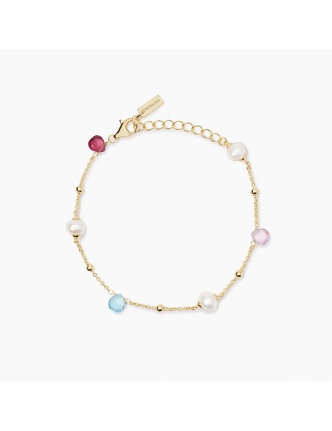 Mabina gioielli | Beauty Code | Bracciale in argento 925‰ dorato con elementi in glass multicolor e perle coltivate | 533897