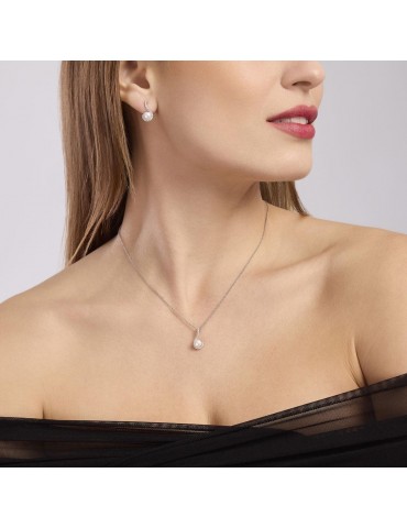 Mabina Gioielli | Sinfonia | Orecchini in argento 925‰ con zirconi bianchi e perle coltivate | 563778