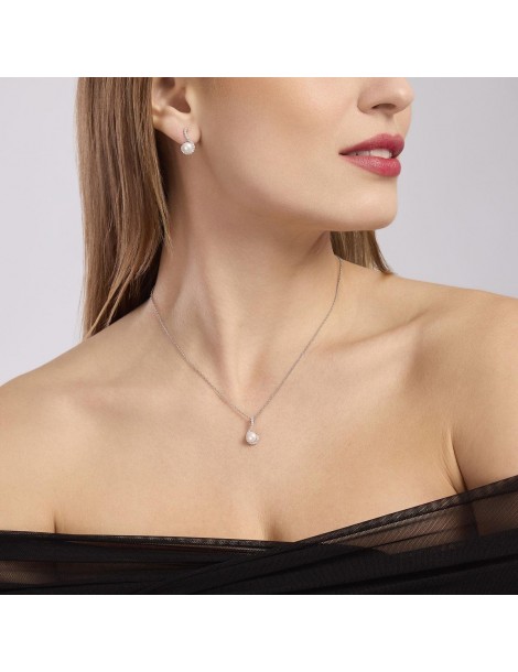 Mabina Gioielli | Sinfonia | Orecchini in argento 925‰ con zirconi bianchi e perle coltivate | 563778