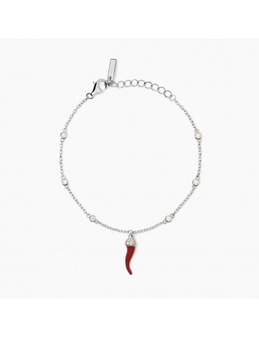 Mabina Gioielli | Over The Luck | Bracciale in argento 925‰ con cornetto e zirconi bianchi | 533894