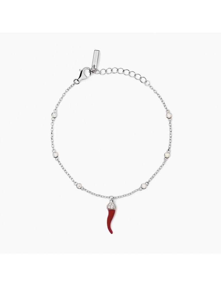 Mabina Gioielli | Over The Luck | Bracciale in argento 925‰ con cornetto e zirconi bianchi | 533894