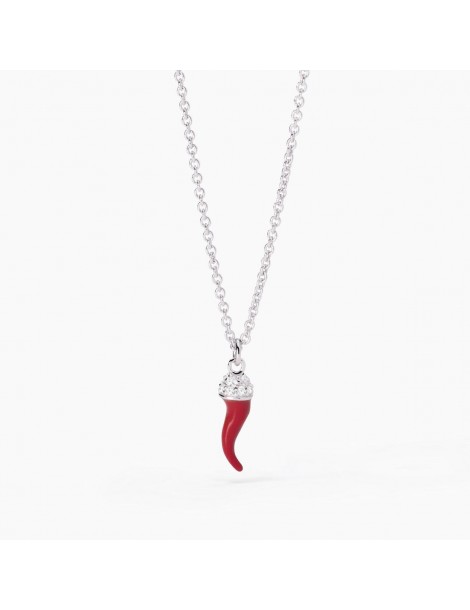 Mabina Gioielli | Over The Luck | Collana in argento 925‰ con cornetto e zirconi bianchi | 553711