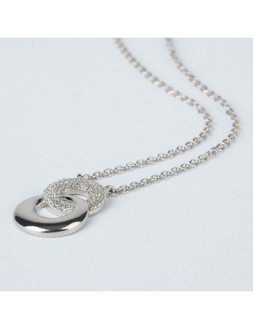 Stroili | Silver Shine | Collana in argento 925‰ con doppio cerchio e zirconi bianchi | 1691552