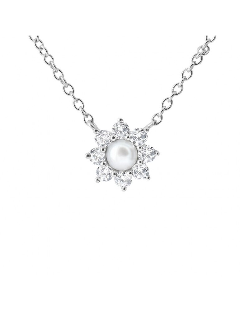 Stroili | Silver Pearls | Collana in argento 925‰ con fiore perla sintetica e zirconi bianchi | 1691444