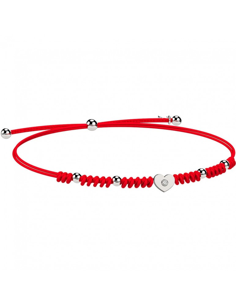 Nanan | Nanàn Bijou | Bracciale con cordino rosso e cuore con zircone bianco | NAN0431