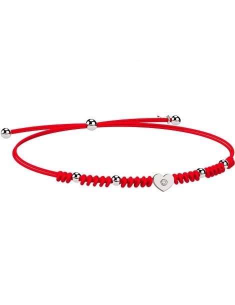 Nanan | Nanàn Bijou | Bracciale con cordino rosso e cuore con zircone bianco | NAN0431