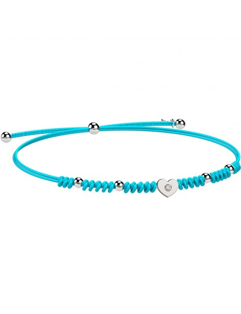 Nanan | Nanàn Bijou | Bracciale con cordino azzurro e cuore con zircone bianco | NAN0429