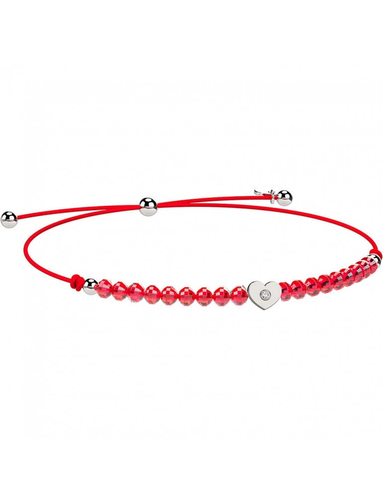 Nanan | Nanàn Bijou | Bracciale con cordino e cristalli rossi e cuore con zircone bianco | NAN0418