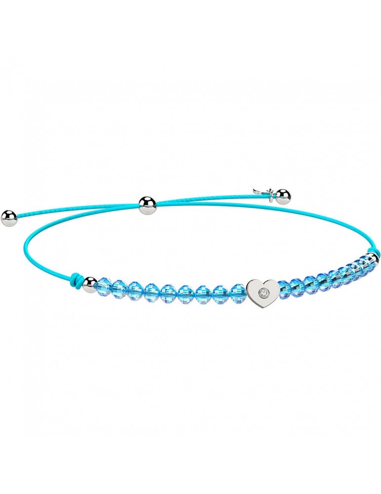 Nanan | Nanàn Bijou | Bracciale con cordino e cristalli azzurri e cuore con zircone bianco | NAN0417