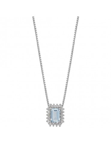 Comete Gioielli | Azzurra Prestige | Collana in Oro 750‰ con Diamanti E Acquamarina | GLQ 308
