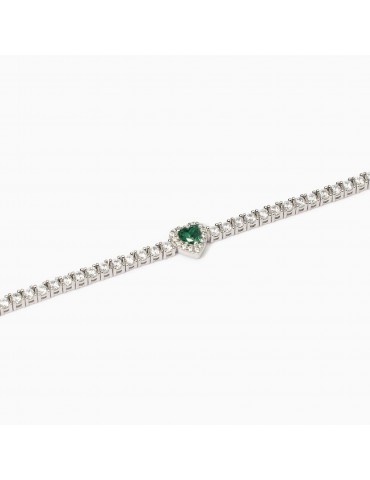 Mabina gioielli | Love Affair | Bracciale tennis in argento 925‰ con zirconi bianchi e smeraldo sintetico | 533837