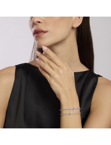 Mabina gioielli | Love Affair | Bracciale tennis in argento 925‰ con zirconi bianchi e smeraldo sintetico | 533837