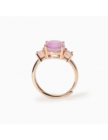 Mabina gioielli | Santorini | Anello in argento 925‰ rosato con fusion stone rosa | 523419