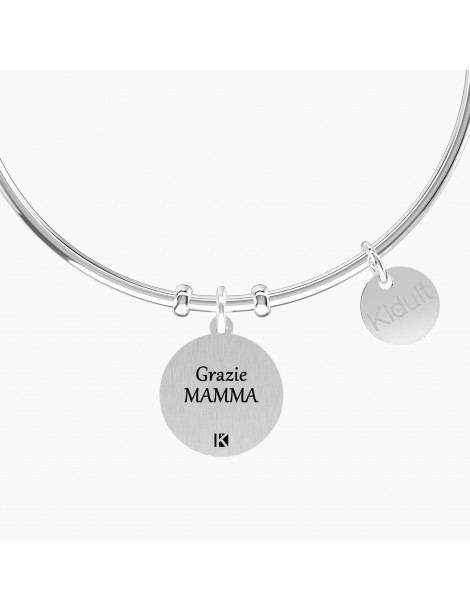 Kidult | Grazie Mamma | Bracciale in acciaio rigido con ciondolo | 732289