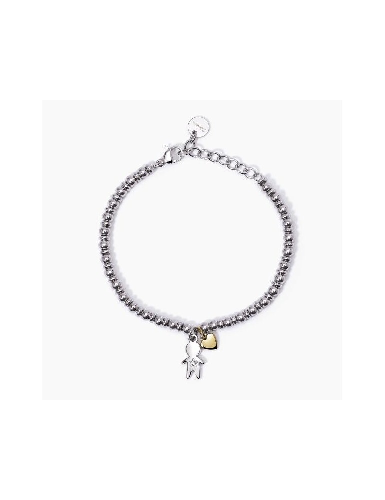 2Jewels | Bracciale in acciaio PVD dorato con bimbo e cuore  | 232405