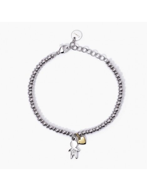 2Jewels | Bracciale in acciaio PVD dorato con bimbo e cuore  | 232405