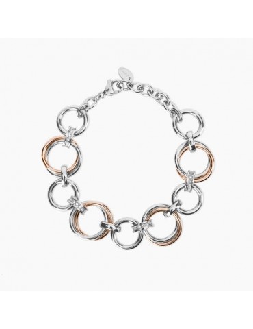 2Jewels | Bracciale in acciaio PVD rosato e cristalli bianchi  | 232240