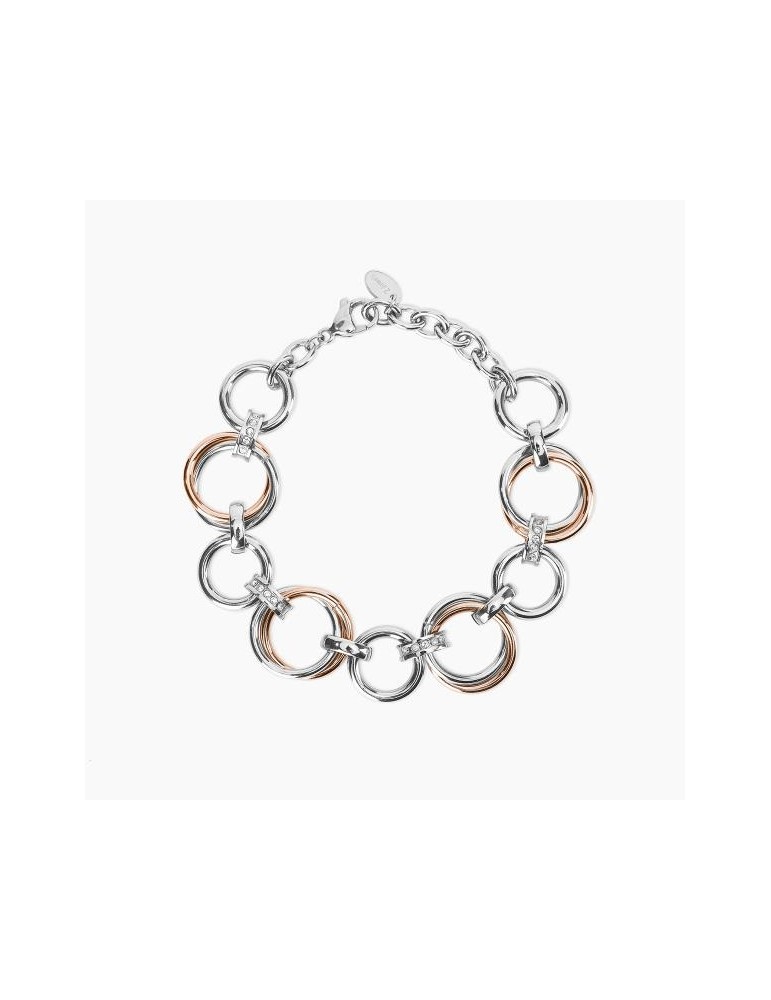 2Jewels | Bracciale in acciaio PVD rosato e cristalli bianchi  | 232240