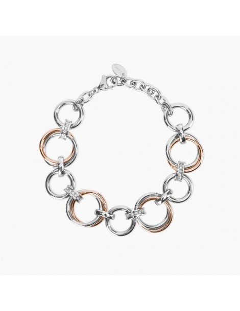 2Jewels | Bracciale in acciaio PVD rosato e cristalli bianchi  | 232240