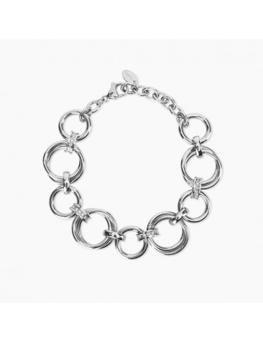 2Jewels | Bracciale in acciaio con maglie tonde e cristalli bianchi  | 232239