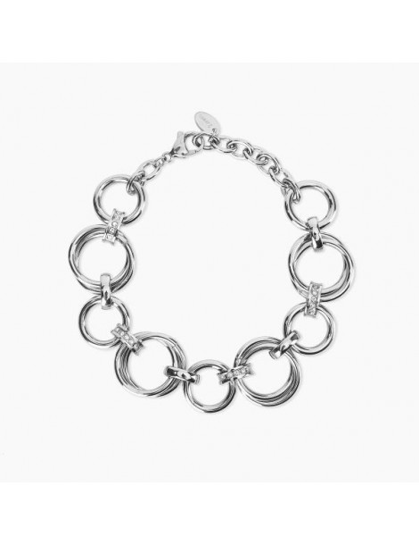 2Jewels | Bracciale in acciaio con maglie tonde e cristalli bianchi  | 232239